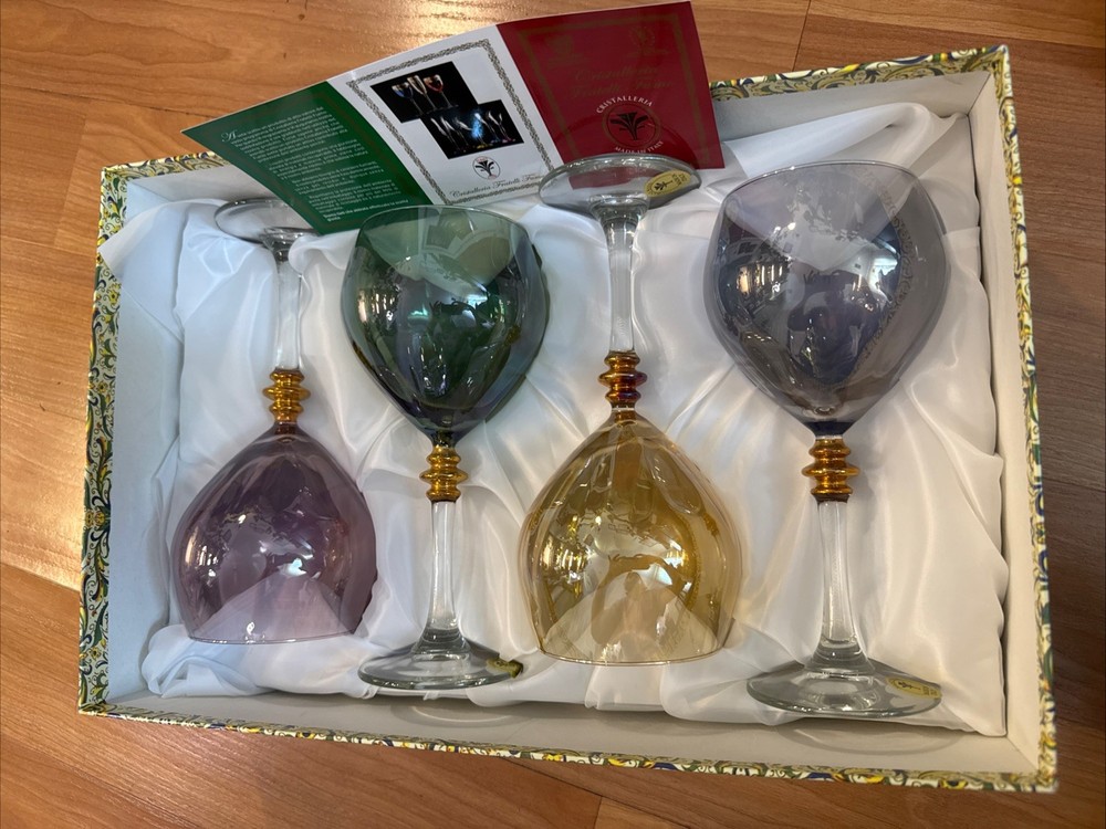 Cristalleria Fratelli Fumo Wine Goblets Set Of 4 – Multiple Colors – Italy