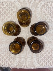 VTG Amber Cordial Liqueur Shot Glass Set Of 5 Glasses 3″ Tall