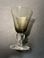 Swedish Crystal 1960s Ingrid Gulli 8 Smoky Lobed Stem Cordial Glasses, 3×4.5”