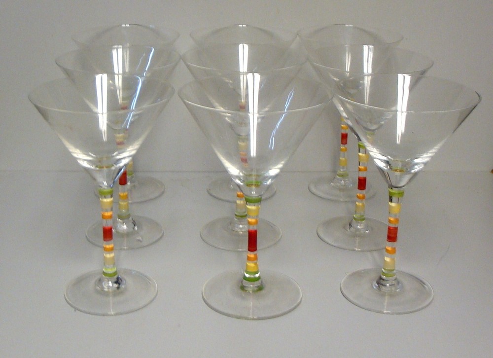 Crate & Barrel CAPRICE (CITRUS) 7″ Martini Glasses SET OF NINE More Items Here