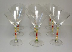 Crate & Barrel CAPRICE (CITRUS) 7″ Martini Glasses SET OF NINE More Items Here