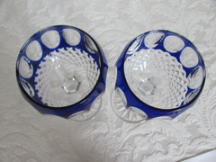 Godinger Edinburgh Cobalt Blue Cut To Clear Wine Hock Glass-Set of 2