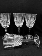 Vintage Val St Lambert Heavy Cut Crystal Water Goblets Set of 4