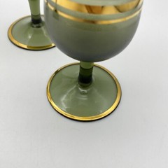 MCM Frosted Grey & Gold cordial Sherry Glasses VTG glassware 70s Bohemian