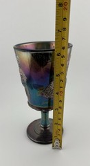 Vintage LG Wright Fenton Cobalt Strawberry And Currant Carnival Glass Goblet