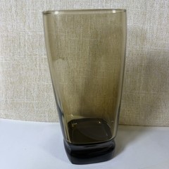 VTG Set/4 Libbey Tawny Carrington Tumblers Weighted Square Smoke Brown Retro
