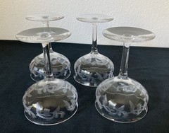 EXC Set of 6 Antique Central Glass Works THISTLE 4 5/8 “ Tall Champagne Cocktail