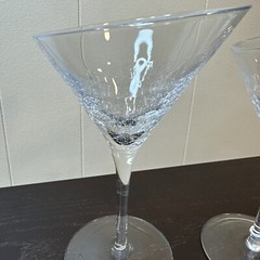 Pier 1 Clear Crackle Martini Glass Angled Rim Set Of 2