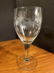 FOSTORIA Stemware Wine Glass “Chrysanthemum” Floral Pattern Set of 4 Vtg