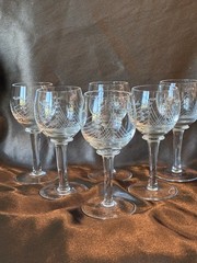 Javit Vintage Cordial Hand Etched Crystal Clipper Ship Glasses Set Of 6
