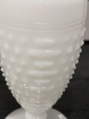 Fenton White Milk Glass Vintage Lot 2 Hobnail Footed Goblets Glasses 4×6 MCM