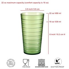 22-ounce Plastic Restaurant-Style Beverage Tumblers Water 22 ounce Mixed-Color