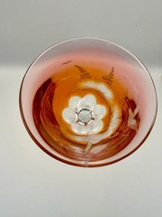 Rare Moser Pattern Hunting Engraved Birds Six Colored Wine Glasses Signed