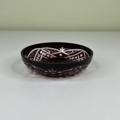 Ajka Fifth Avenue Ltd Crystal Punch Cup Mug and Tray Plate Intricate Cut Red