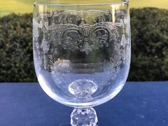 Bohemia Queens Lace Wine Glasses Acid Etched Crystal Floral Wreath Pattern 6 oz