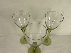 Rosenthal Studio Linie Papyrus Green Stem Crystal Wine Glasses Set of 3 Germany