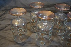 6 DOROTHY THORPE MCM ATOMIC STAR BURST SINCLAIR GLAMA GOLD CORDIAL GLASSES