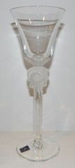 EXQUISITE RARE NACHTMANN LICHTCRYSTAL CRYSTAL FROSTED RAM HEAD 10″ WINE GLASS