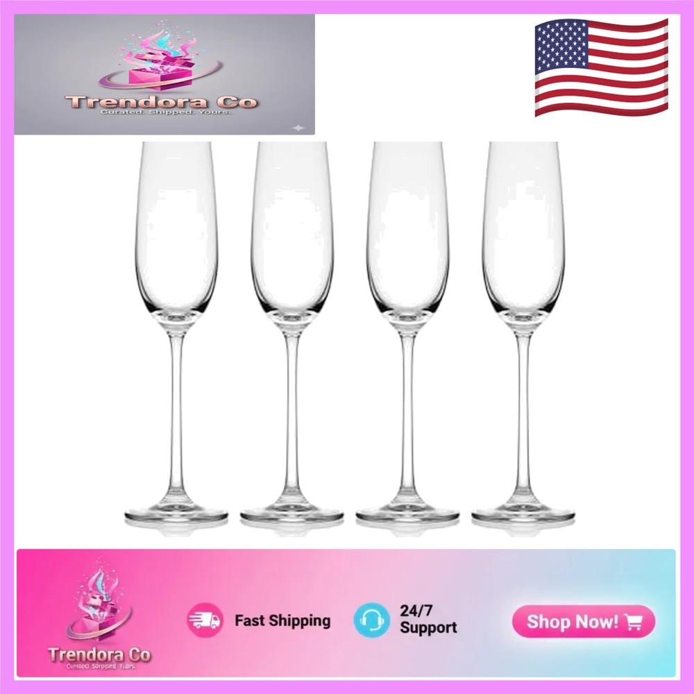 Sophisticated Conical Champagne Flutes – Set of 4, 8.25 oz for Luxurious Toasts