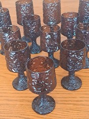 Lenox Hand Blown Crystal Textured Impromptu Brown 17 Piece Stemmed Glass Ware