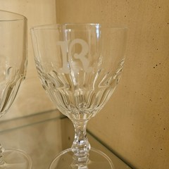 3 RANDOM size ANTIQUE TO VINTAGE GOBLETS monogramed «R» MID CENTURY