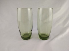 Glass Tumblers Set of 2 Stemless Wine Green 5 1/8″ Tall Unbranded