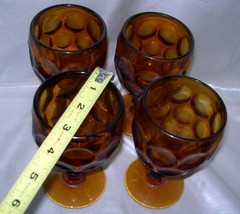 FOUR (4) Imperial Glass Provincial Whirlpool Amber Wine Glasses Brown Footed