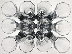 12 Luminarc Octime Black Fluted Champagne Set 8 5/8″ Octagonal Facet Arcoroc Lot