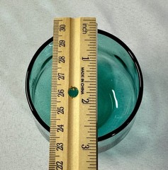 Turquoise Stemless Wine Glass Faint Coin Dot Design 3 Inch Tall 2.5 Inch Across