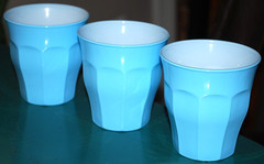 Set 5 DURALEX PICARDIE 8 oz PASTEL BLUE Drinking Cups Stackable Glasses FRANCE