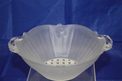 Vintage Lancaster Frosted Glass Cane Bottom Two Handled Bowl. EUC