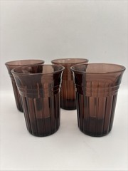 Set of 4 Hazel Atlas New Century Amethyst Juice Glasses