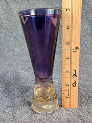 Vintage Timon Champagne Glass/Flute-Italy Deep Purple w/Gold Filigree Base 6.75″