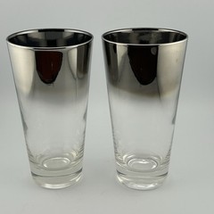 Vintage Mid Century Silver Fade Highball Glasses 5⅝» H Set of 2 Barware