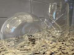 Set/2 Dragon Wave Tumblers Handcrafted Glass Finger Indentations Dragonglass