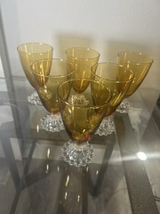 Anchor Hocking Boopie Berwick Amber 9 oz 5.5” Tall Water Goblet Glasses Set of 6