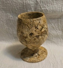 Hand-Carved Fossil Stone Goblet Or Chalice 3″ H 1.75″ W