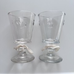 (2) La Rochere France BEE Wine Sherbet Stemmed Glasses Paris Musees