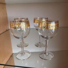 Vintage MCM Culver Antigua 22K Gold Banded Wine Glass Set Of 4