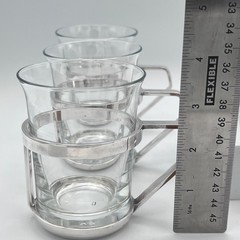 Gio Ponti Tea ESPRESSO Glass MCM SET 4 BERNDORF LUZERN Alpacca Swiss Mid-Century