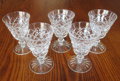 Mint Vintage Set 5 Crystal Cut Glass Cordial 4″ Glasses Lismore Waterford Syle