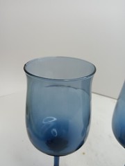 1970’S VINTAGE Libbey Tulip Connoisseur Water Wine Goblets Dusky Blue Glasses