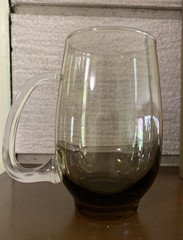 VTG Libbey Tempo Mug Cup MCM Brown Glass Open D Handle 16 Oz Barware Cocktail