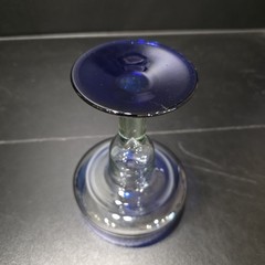 Set 3 Blue Art Glass Goblets 6.5″ Pedestal Cocktail Dessert Cups Vintage