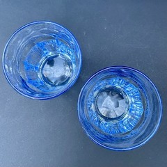 Libbey Duratuff Gibraltar Misty Blue 4″ Glasses Set Of 2 Vintage