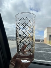 Vintage Gold Lattice Diamond Design Old Fashioned Drinking Glass Hard To Find