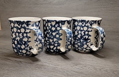 Sponge Ware Coffee Mugs Tienshan Moose Country Stoneware Folk Craft Set of 3