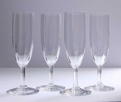 Set of 4 Baccarat Montaigne Champagne Flutes 6 7/8″ Excellent
