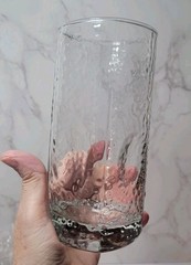 Set of 2 Vintage Libbey Crisa Clear Dimpled Pinched Grip Glass Tumblers 18oz