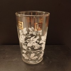 Tumblers Glasses Set of 14 Anchor Hocking MCM White Hibiscus Gold Grecian Key